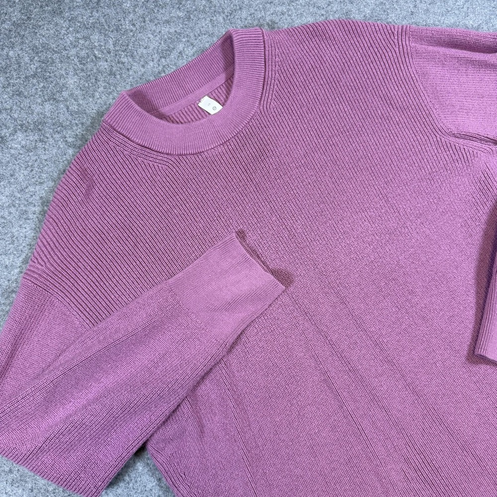 Lululemon Sweater Tunic Womens 10 Purple Wool Blend Knit Side Slits LW3GKAS